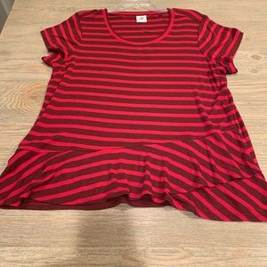 CABi Sweet Talk Striped Red TShirt with peplum